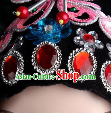 Chinese Traditional Beijing Opera Diva Pink Butterfly Head Ornaments Hair Accessories for Women