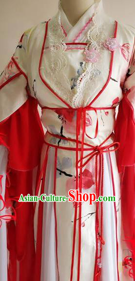 Chinese Traditional Cosplay Goddess White Costume Ancient Royal Princess Hanfu Dress for Women