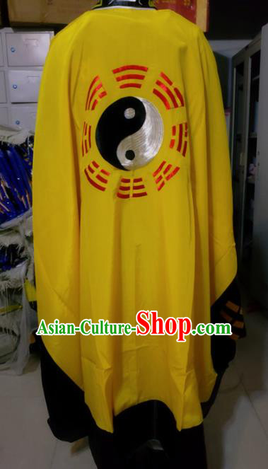 Chinese Traditional Taoism Costume Ancient Taoist Priest Cassocks Embroidered Tai Chi Yellow Vestment