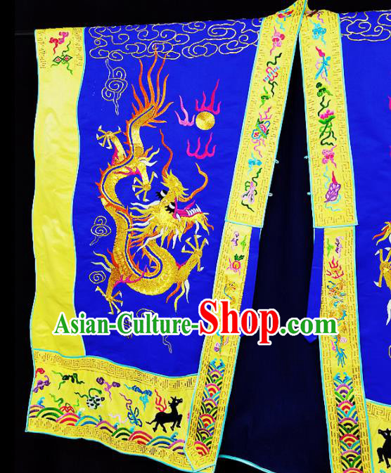 Chinese Traditional Taoism Costume Ancient Taoist Priest Cassocks Embroidered Dragon Royalblue Vestment