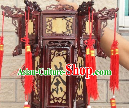 Chinese Traditional Handmade Carving Rosewood Teahouse Palace Lantern Asian New Year Lantern Ancient Lamp