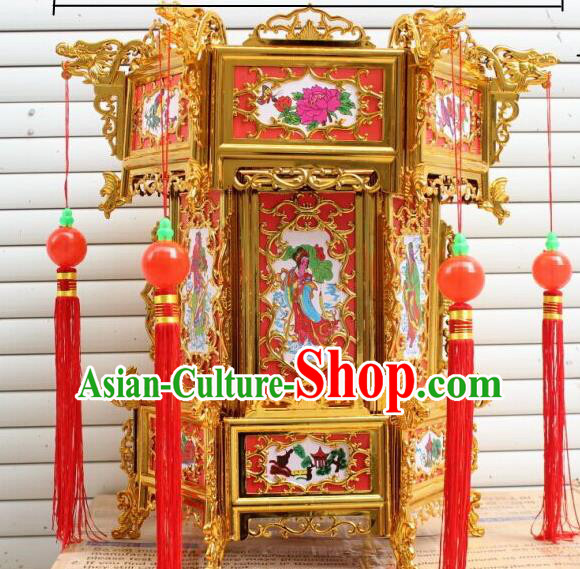 Chinese Traditional Handmade Plastic Printing Eight Immortals Palace Lantern Asian New Year Lantern Ancient Ceiling Lamp