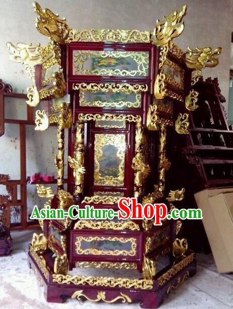 Chinese Traditional Handmade Carving Dragons Wood Palace Lantern Asian New Year Lantern Ancient Ceiling Lamp