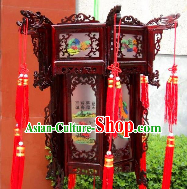 Chinese Traditional Handmade Printing Palace Lantern Asian New Year Lantern Ancient Ceiling Lamp