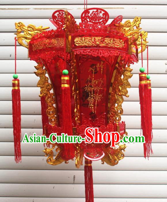 Chinese Traditional Handmade Wedding Red Palace Lantern Asian New Year Lantern Ancient Ceiling Lamp