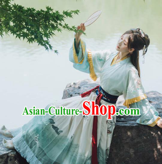 Traditional Chinese Jin Dynasty Royal Princess Hanfu Dress Ancient Goddess Water Historical Costumes for Women