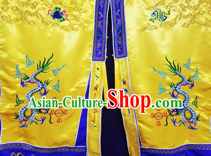 Chinese Ancient Taoist Priest Embroidered Dragons Phoenix Golden Cassocks Traditional Taoism Vestment Costume