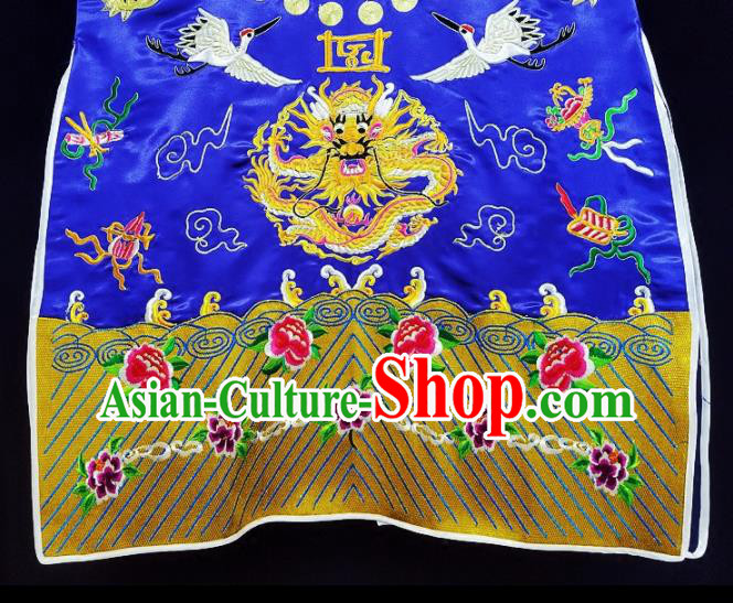 Chinese Ancient Taoist Priest Embroidered Crane Peony Royalblue Cassocks Traditional Taoism Vestment Costume