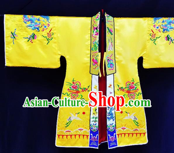 Chinese Ancient Taoist Priest Embroidered Crane Peony Yellow Cassocks Traditional Taoism Vestment Costume