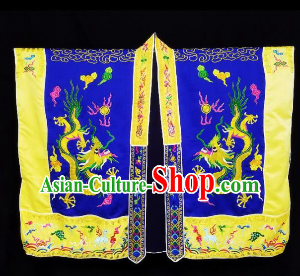 Chinese Ancient Taoist Priest Embroidered Round Dragons Royalblue Cassocks Traditional Taoism Vestment Costume