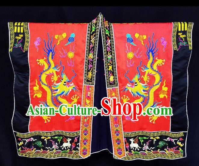 Chinese Ancient Taoist Priest Embroidered Round Dragons Red Cassocks Traditional Taoism Vestment Costume