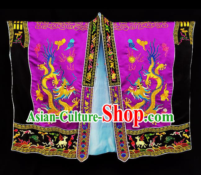 Chinese Ancient Taoist Priest Embroidered Round Dragons Purple Cassocks Traditional Taoism Vestment Costume