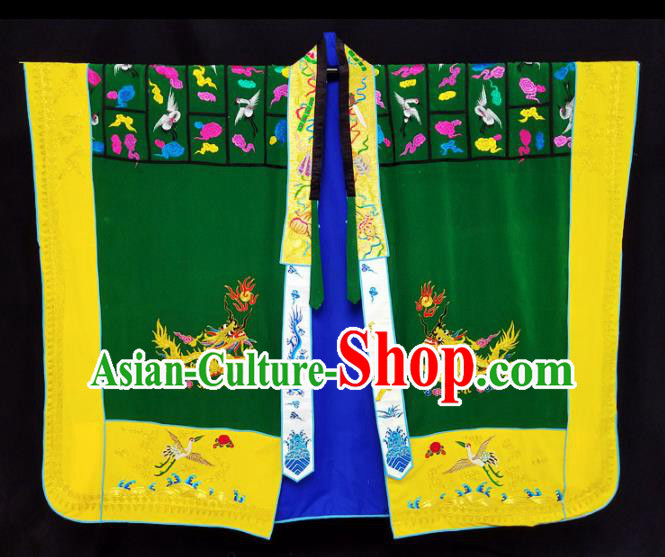 Chinese Ancient Taoist Priest Handmade Embroidered Cloud Cranes Green Cassocks Traditional Taoism Vestment Costume