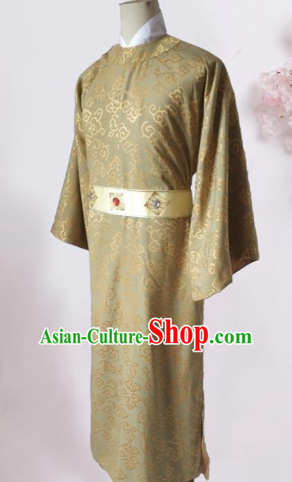 Chinese Traditional Song Dynasty Prince Costume Ancient Minister Khaki Clothing for Men