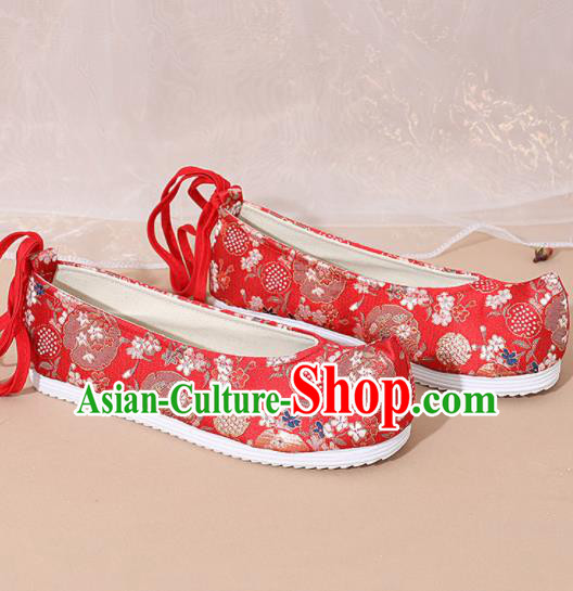 Chinese National Wedding Hanfu Shoes Traditional Princess Red Shoes Embroidered Shoes for Women