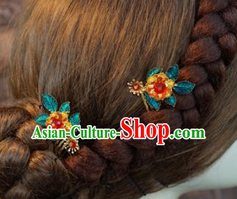 Traditional Chinese Handmade Court Hairpins Hair Accessories Ancient Hanfu Blueing Leaf Hair Combs for Women