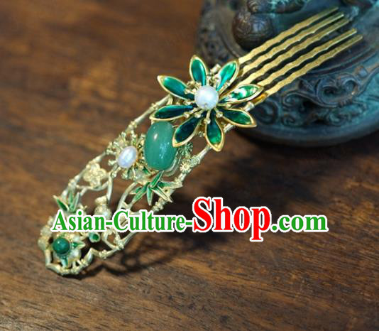 Traditional Chinese Handmade Court Jade Hairpins Hair Accessories Ancient Queen Hanfu Hair Comb for Women