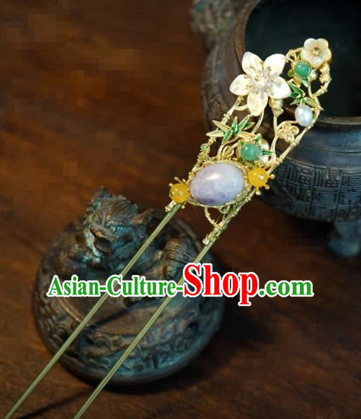 Traditional Chinese Handmade Court Plum Bamboo Hairpins Hair Accessories Ancient Queen Hanfu Hair Clip for Women