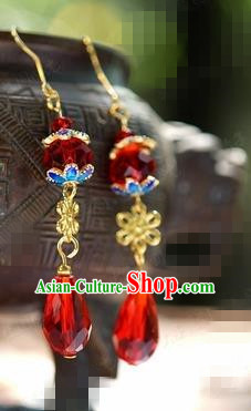 Traditional Chinese Handmade Court Ear Accessories Ancient Princess Red Earrings for Women