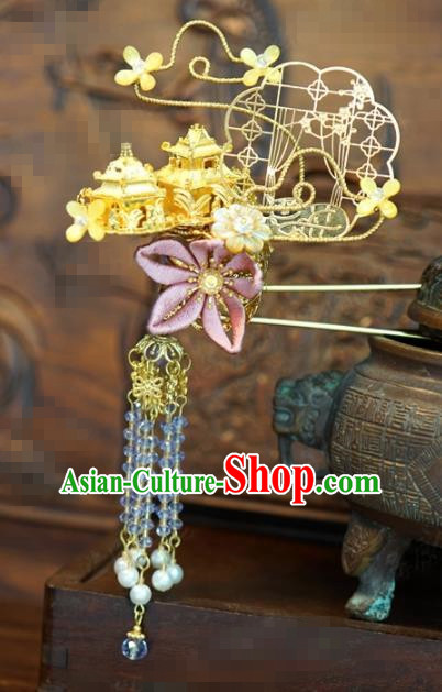 Traditional Chinese Handmade Court Beads Tassel Hairpins Hair Accessories Ancient Queen Hanfu Hair Clip for Women