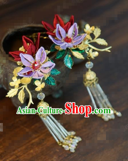 Traditional Chinese Ancient Bride Winter Jasmine Tassel Hair Clip Hanfu Court Queen Hairpins Handmade Hair Accessories for Women