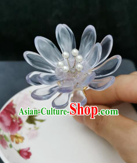 Traditional Chinese Ancient Hanfu White Lotus Hair Clip Court Queen Hairpins Handmade Hair Accessories for Women
