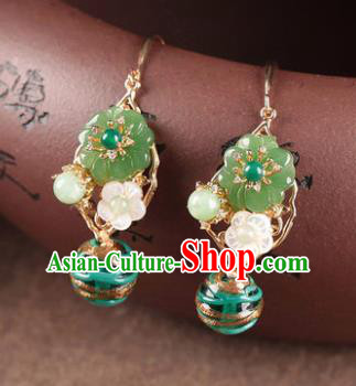 Traditional Chinese Classical Green Flower Earrings Handmade Court Ear Accessories for Women
