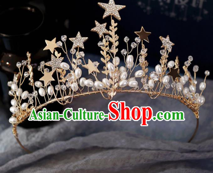 Handmade Baroque Princess Crystal Stars Royal Crown Children Hair Clasp Hair Accessories for Kids