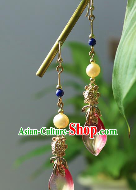 Traditional Chinese Handmade Goldfish Earrings Hanfu Ear Accessories for Women