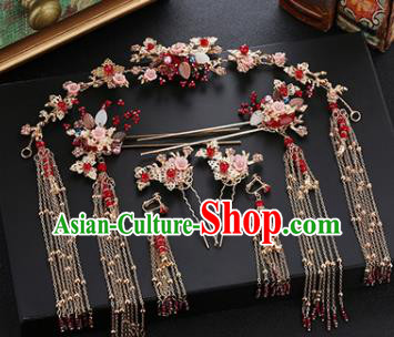 Traditional Chinese Wedding Hair Clasp Handmade Ancient Bride Hairpins Hair Accessories Complete Set