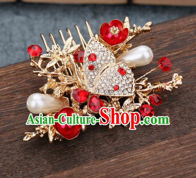 Traditional Chinese Wedding Handmade Crystal Hair Comb Ancient Bride Hairpins Hair Accessories Complete Set