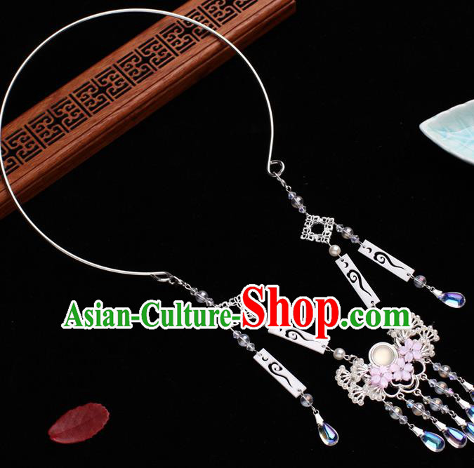 Traditional Chinese Handmade Court Shell Tassel Necklace Jewelry Accessories Ancient Princess Pine Necklet for Women