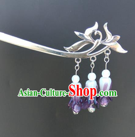Traditional Chinese Hanfu Bells Tassel Purple Hair Clip Ancient Court Princess Hairpins Hair Accessories for Women