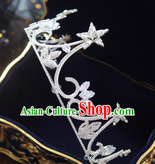 Handmade Baroque Princess Zircon Star Royal Crown Bride Wedding Hair Accessories for Women