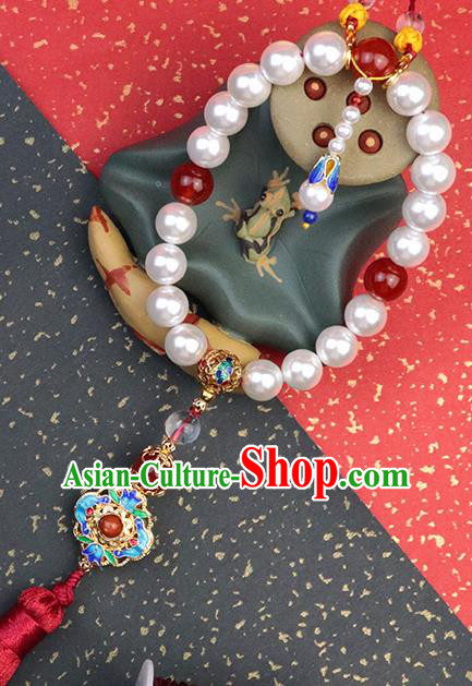 Traditional Chinese Handmade Beads Tassel Brooch Hanfu Breastpin Jewelry Accessories for Women