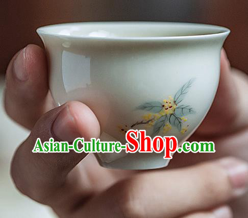 Chinese Classical Hand Printing Fragrans Jingdezhen Shi Tea Cup Porcelain Ceramics Teacup