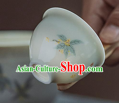 Chinese Classical Hand Printing Fragrans Jingdezhen Shi Tea Cup Porcelain Ceramics Teacup