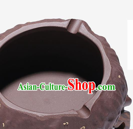 Traditional Chinese Handmade Zisha Lotus Seedpod Ashtray Red Clay Pottery Tray