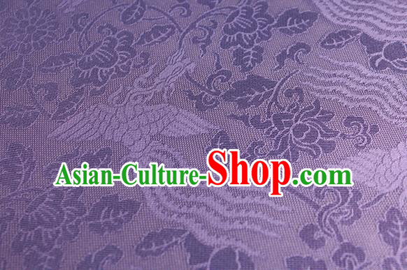 Traditional Chinese Classical Phoenix Flowers Pattern Purple Silk Fabric Ancient Hanfu Dress Silk Cloth