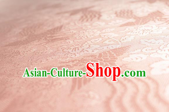Traditional Chinese Classical Phoenix Flowers Pattern Pink Silk Fabric Ancient Hanfu Dress Silk Cloth