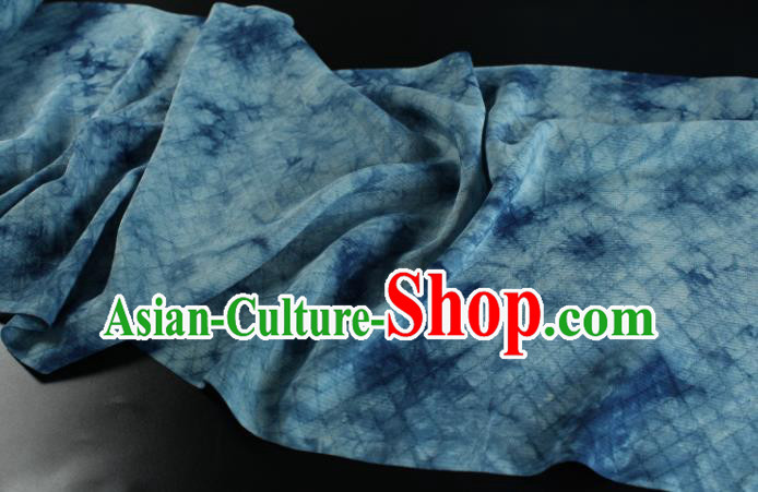 Traditional Chinese Classical Pattern Blue Silk Fabric Ancient Hanfu Dress Silk Cloth