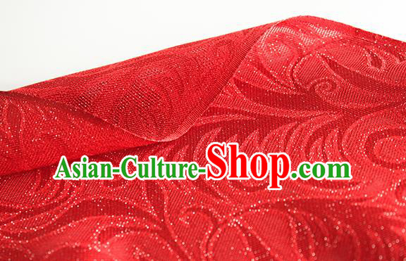 Traditional Chinese Classical Ombre Flowers Pattern Red Silk Fabric Ancient Hanfu Dress Silk Cloth