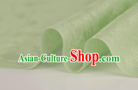 Traditional Chinese Classical Plum Blossom Pattern Green Silk Fabric Ancient Hanfu Dress Silk Cloth