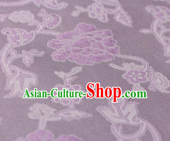 Traditional Chinese Classical Twine Peony Pattern Purple Silk Fabric Ancient Hanfu Dress Silk Cloth