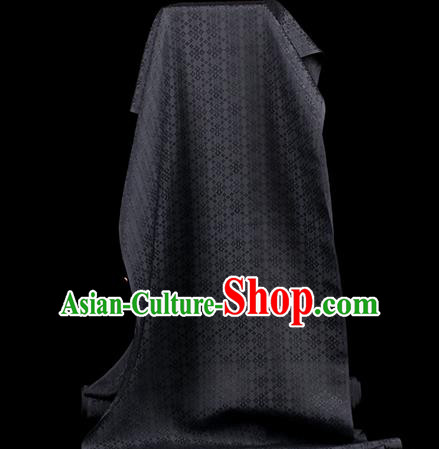 Traditional Chinese Classical Rhombus Pattern Black Silk Fabric Ancient Hanfu Dress Silk Cloth