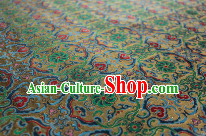 Traditional Chinese Classical Pattern Olive Green Brocade Fabric Ancient Hanfu Cheongsam Silk Cloth