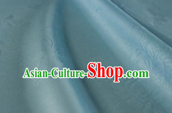 Traditional Chinese Classical Peony Butterfly Pattern Green Silk Fabric Ancient Hanfu Dress Silk Cloth