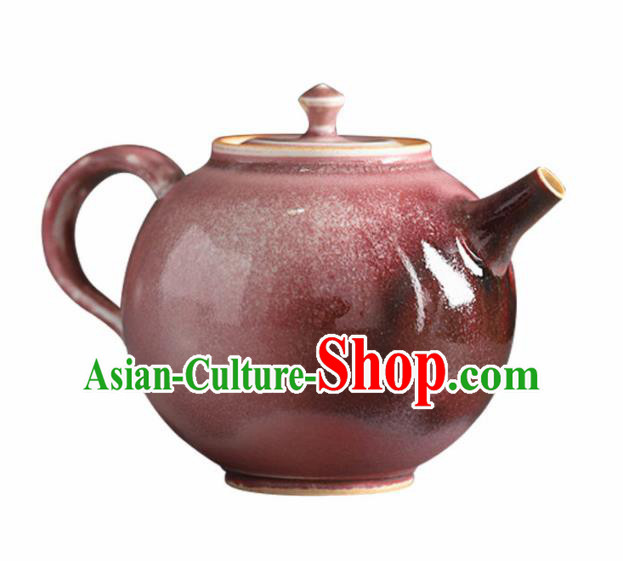Chinese Classical Handmade Jingdezhen Shi Teapot Porcelain Purple Ceramics Tea Kettle