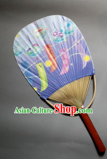 Traditional Chinese Handmade Printing Lilac Paper Palace Fans Bamboo Fans