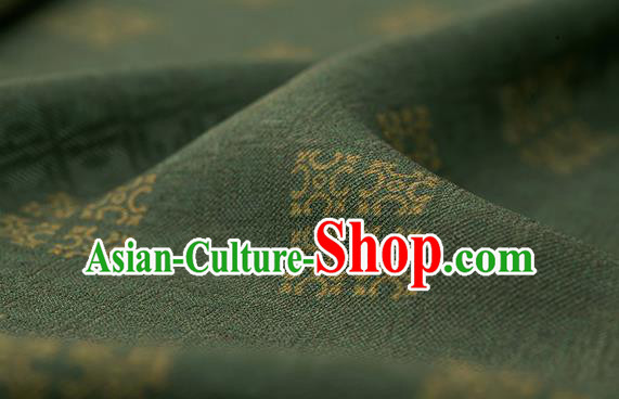 Traditional Chinese Classical Square Pattern Green Silk Fabric Ancient Hanfu Dress Silk Cloth